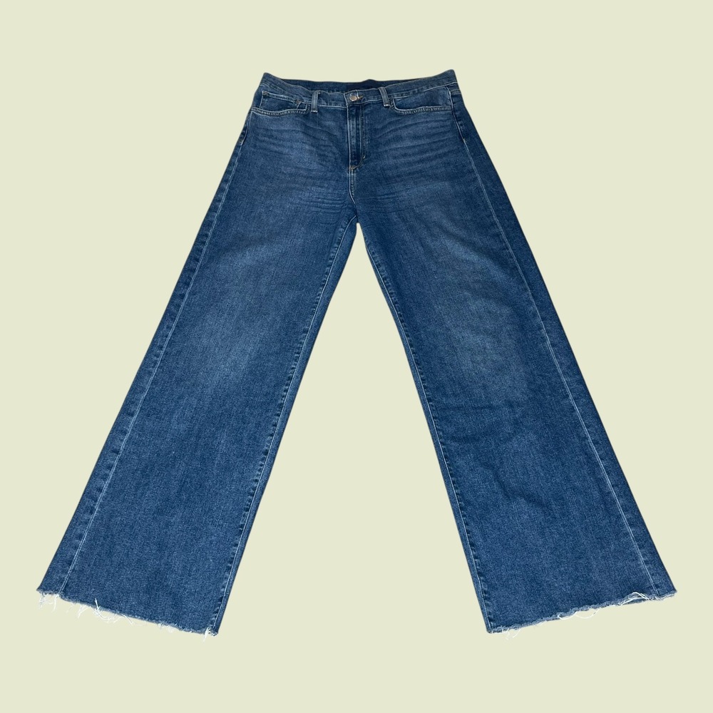 Joes Jeans The Mia High Rise Wide Leg‎ Medium Wash Raw Hem Flare Jeans W32 L32